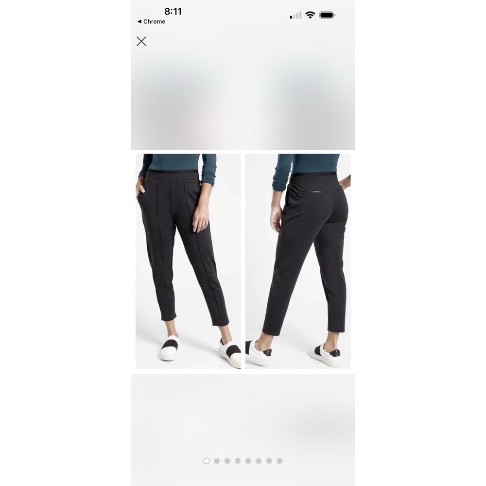 Athleta Pants Womens S Black Venice Pintuck Pull-On Elastic Waist Stretch Ankle